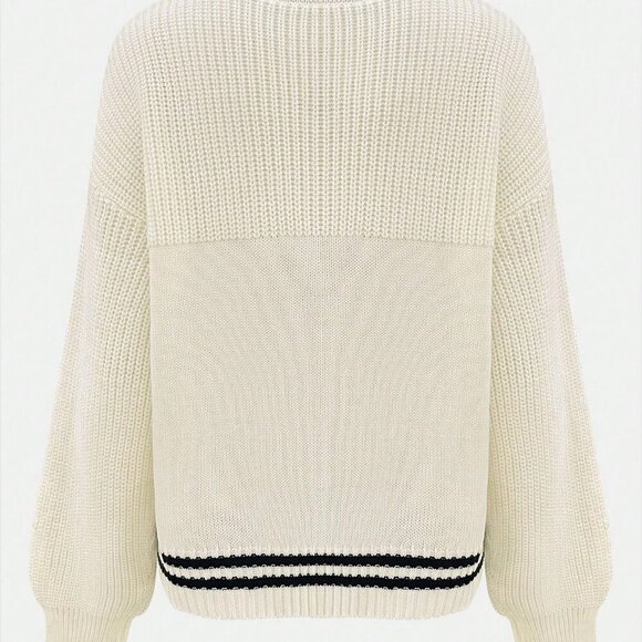 Casual Women's fun print Vneck Knit sweater - Picture 4 of 7